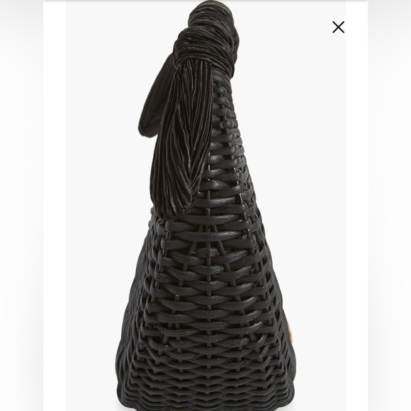 Cult Gaia Woven Rattan & Silk Black Top Handle Mini Bag Gently Used - Picture 5 of 10